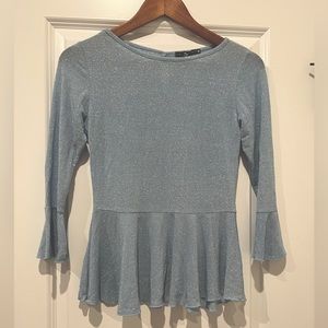 Light blue sparkly blouse